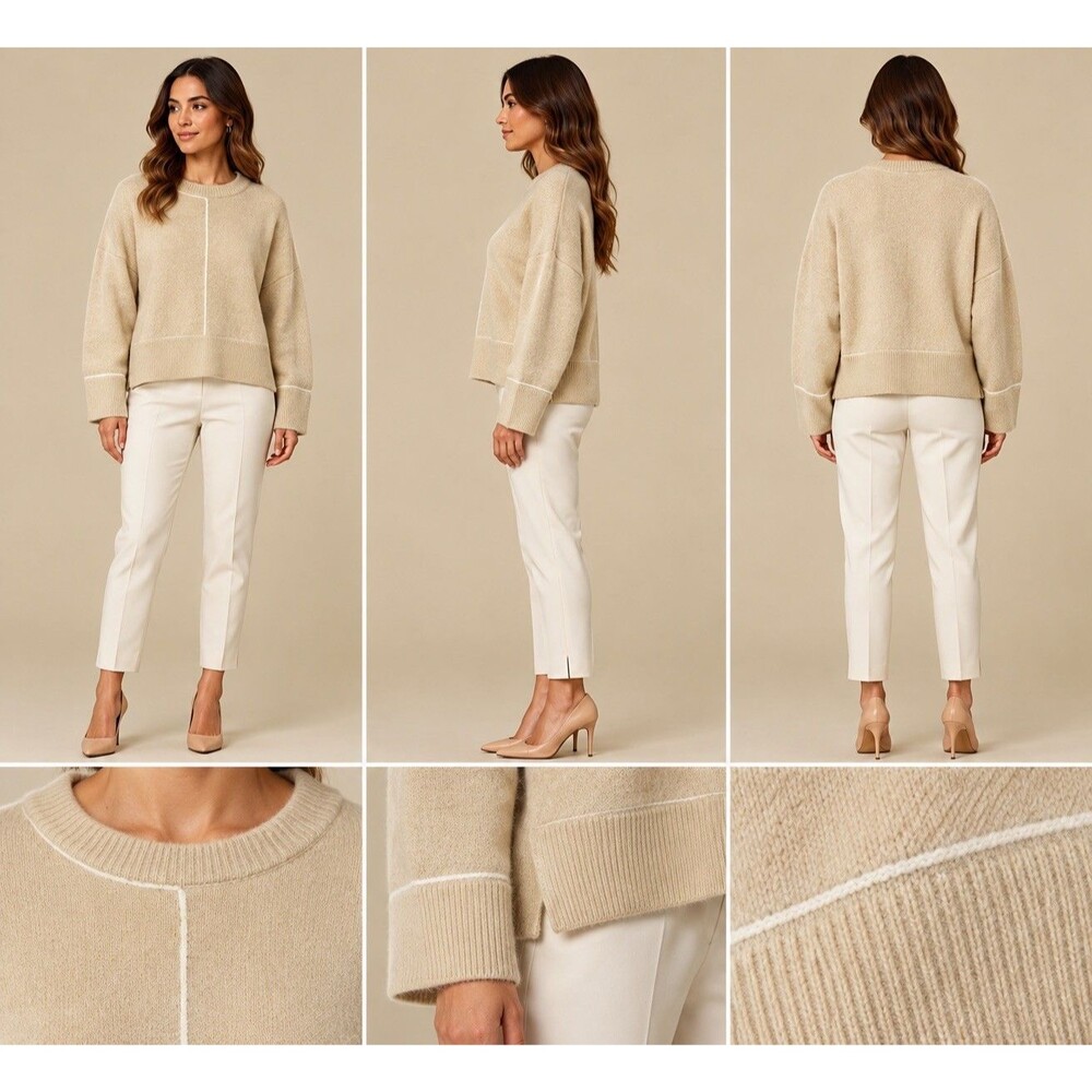 Zara Sweater Women’s Oversized Mock Neck Drop Shoulder Knit Pullover Cropped M